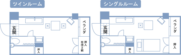 部屋タイプ:シングルルーム・ツインルーム